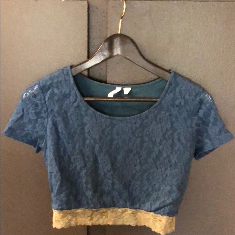 Navy blue lace crop top
